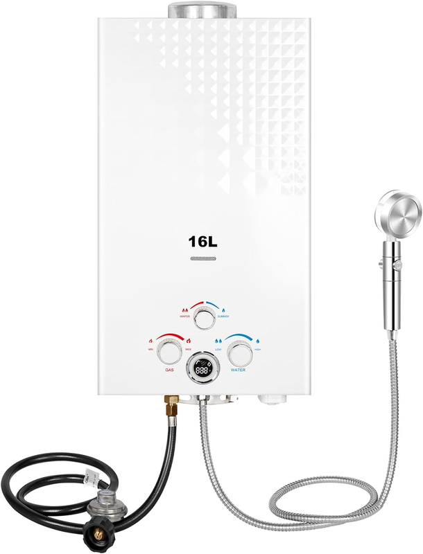 Tankless Water Heater,16L Outdoor Portable Gas Hot Water Hea
