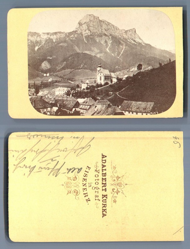 A. Kurka, Autriche, Eisenerz Panorama Vintage Carte De Visite, Cdv,  Cdv, Tira