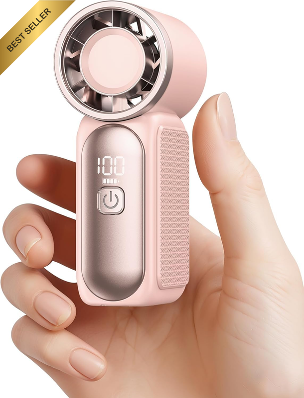 3.5-Inch High-Speed Mini Handheld Fan - 16,900 RPM, 6 Speeds & LED Display (Pink