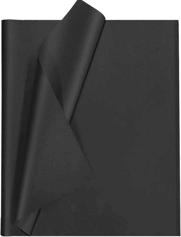 Black Tissue Paper, Wrapping Paper for Gifts, Craft, Flower, Matte Black Wrappin