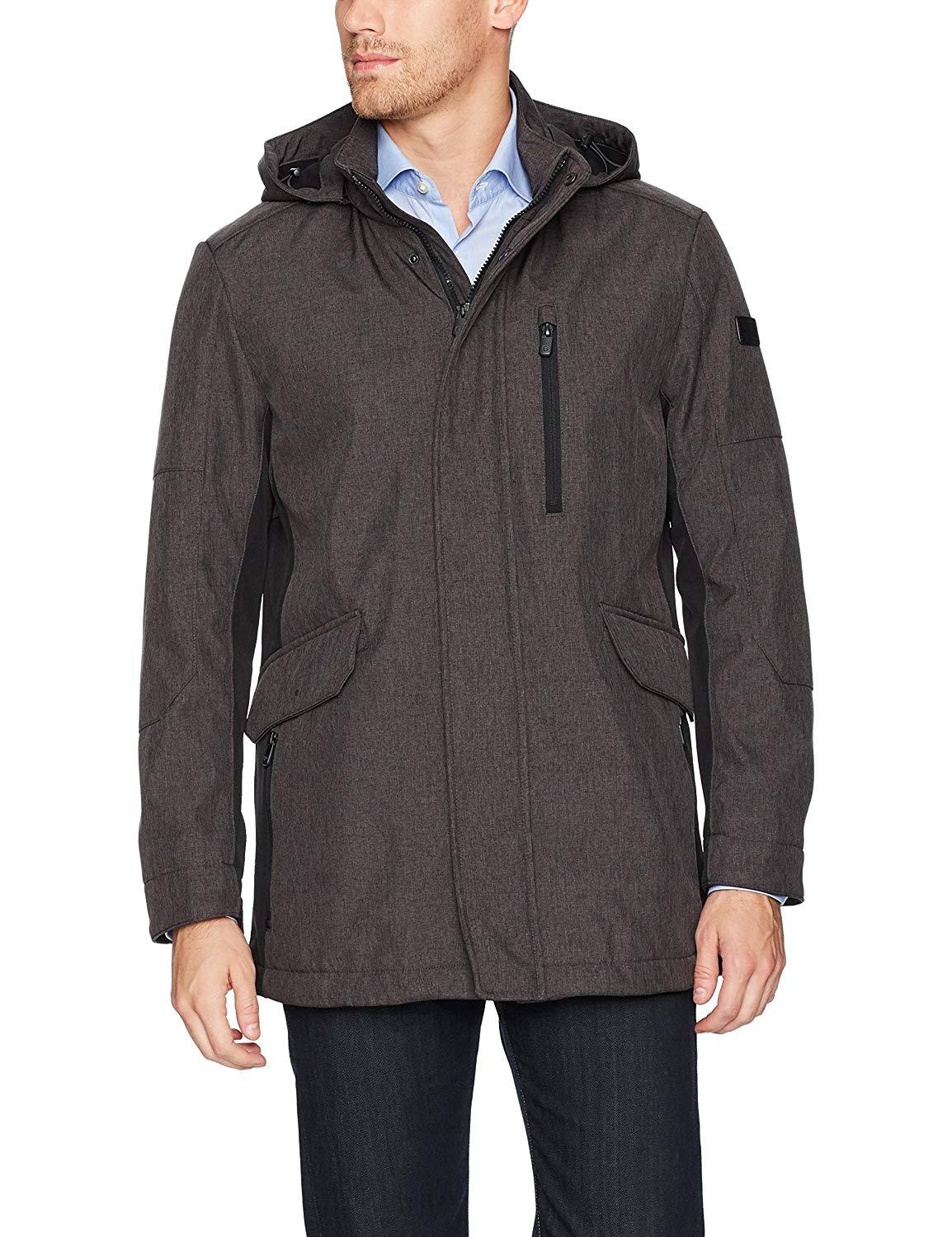 Pre-owned Tumi F77123 Mens Grey Soft Shell Commuter Jacket With Removable Hood, Us Size M In Gray