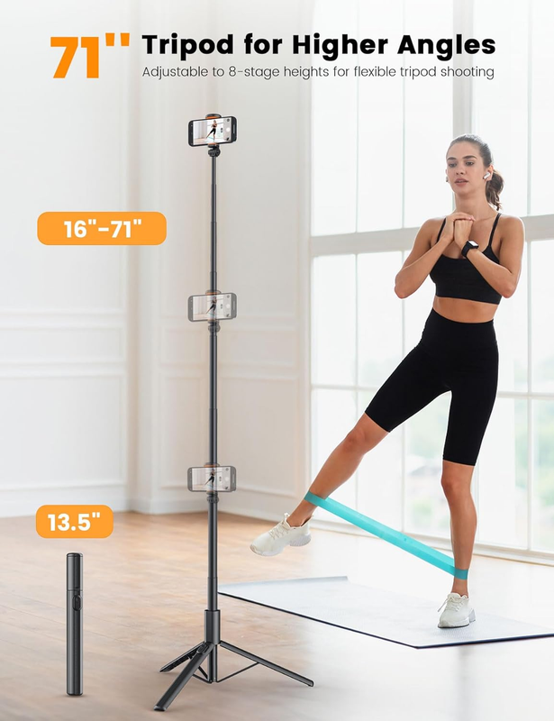 71" Phone Tripod, NT79 Extendable Selfie Stick for Cell Phone＆Camera Photo Video