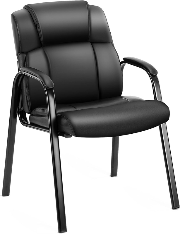 Leather Waiting Room Chairs with Padded Arms - Executive Office Reception Guest