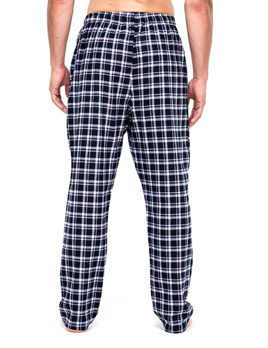 Mens Flannel Pants - 2pk [Black/Blue/White - Black/Purple/White Plaid Set] - XL