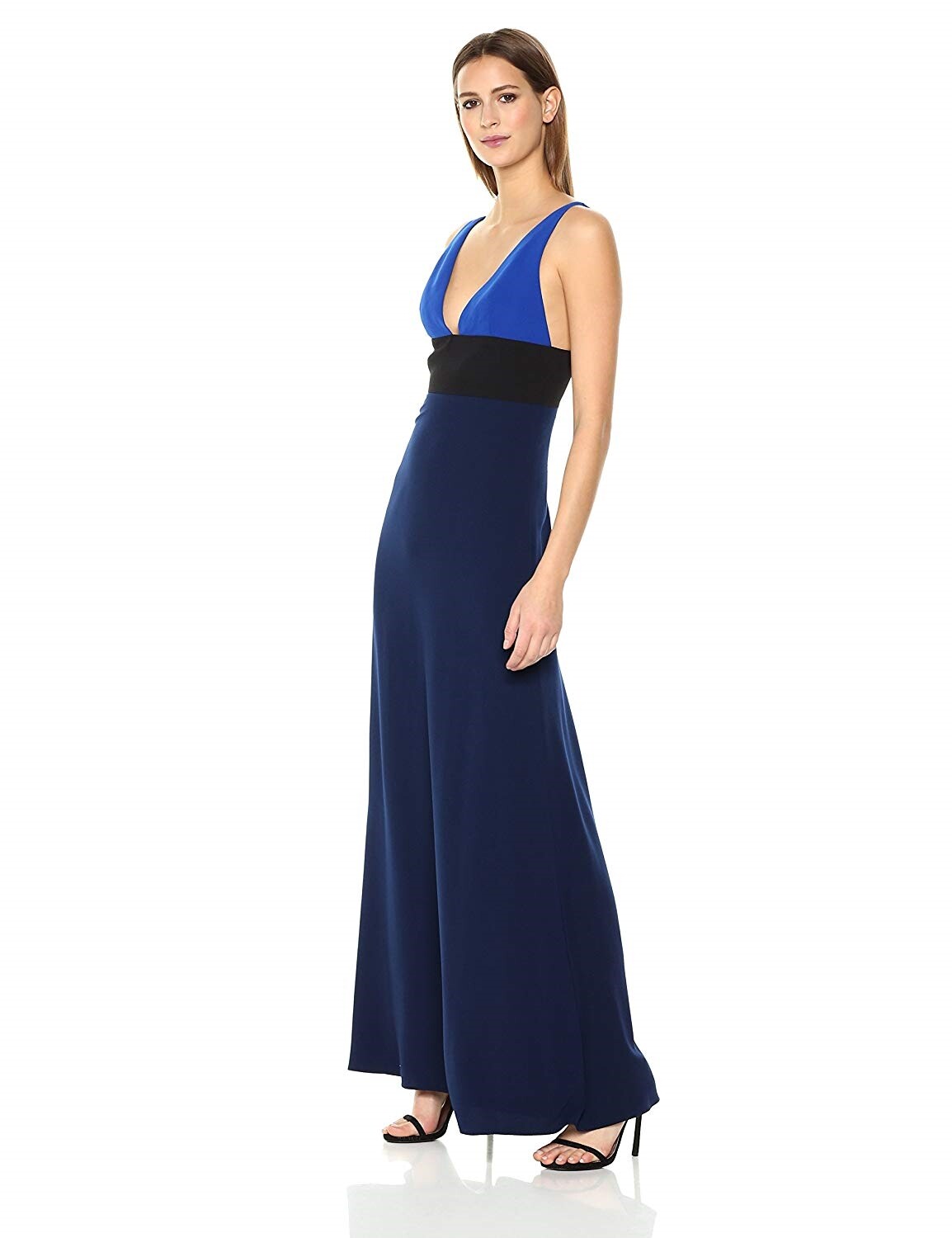 Jill Jill Stuart Women's Tri-Tone Gown China Blue V Neck Color block Dress Sz 4