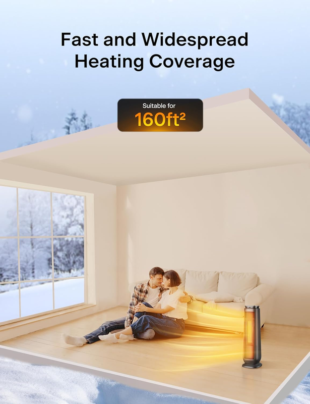 Space Heater Portable for Indoor Use, 23 Inch Electric Heater with remote for Be