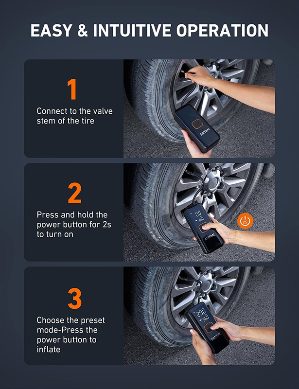Tire Inflator Portable Air Compressor, Cordless Car Tire Pump with 6600 Mah Batt