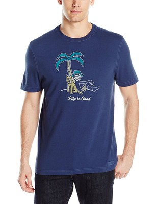 UPC 689744000073 product image for Life Is Good Mens Crusher Palm Tree Lean Tee, Darkest Blue, Small | upcitemdb.com