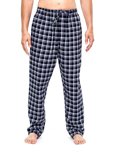 Mens Flannel Pants - 2pk [Black/Blue/White - Black/Purple/White Plaid Set] - XL