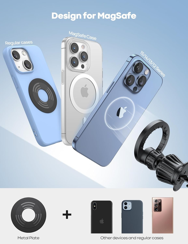 Fits Magsafe Car Mount, [20 Strongest Magnets] Magnetic Vent Phone Holder Car, C