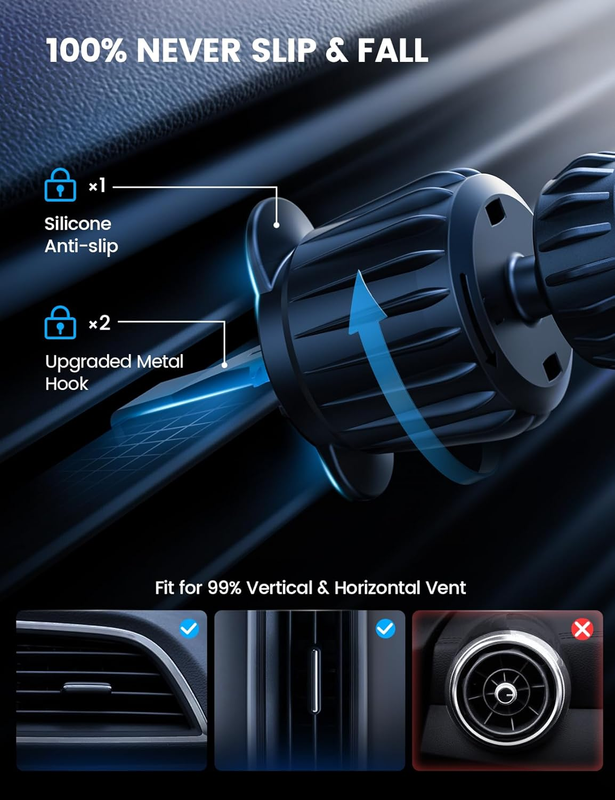 15W for Magsafe Car Mount Charger - Wireless Vent & Dashboard Magnetic Phone Hol