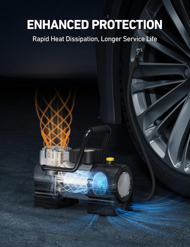 Tire Inflator Portable Air Compressor (Up to 150 PSI) Tire Pump for Car 12V DC D