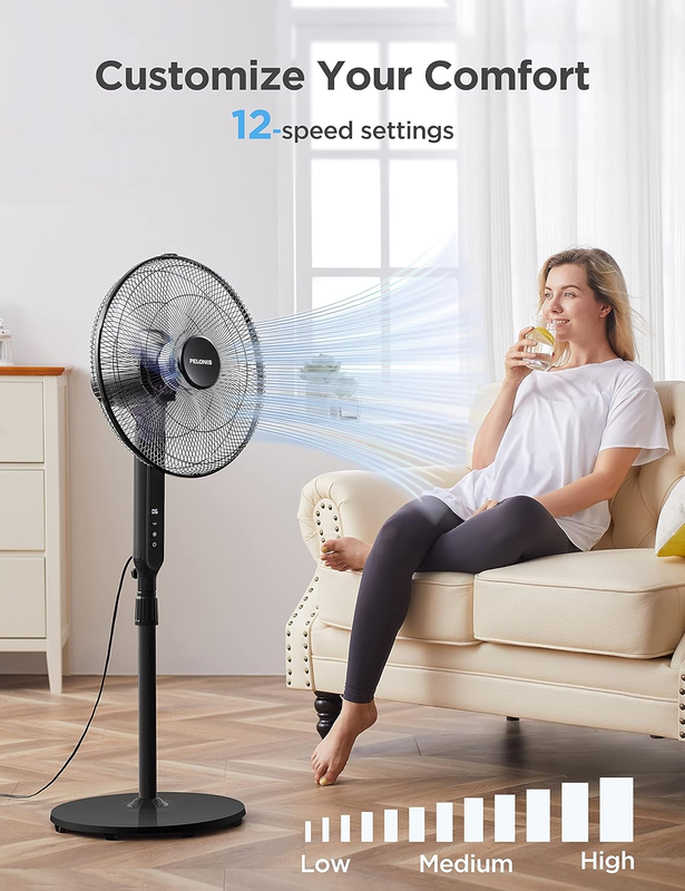 16" Oscillating Pedestal Stand Up Fan | Adjustable Height | Ultra Quiet DC Motor
