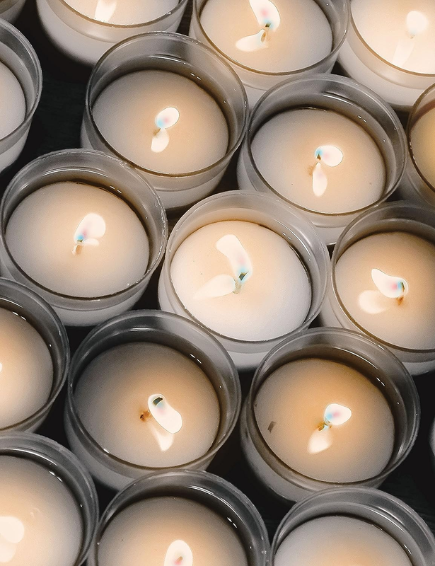 Glass Votives - Premium White Unscented Votive Candles in Clear Elegant Holders
