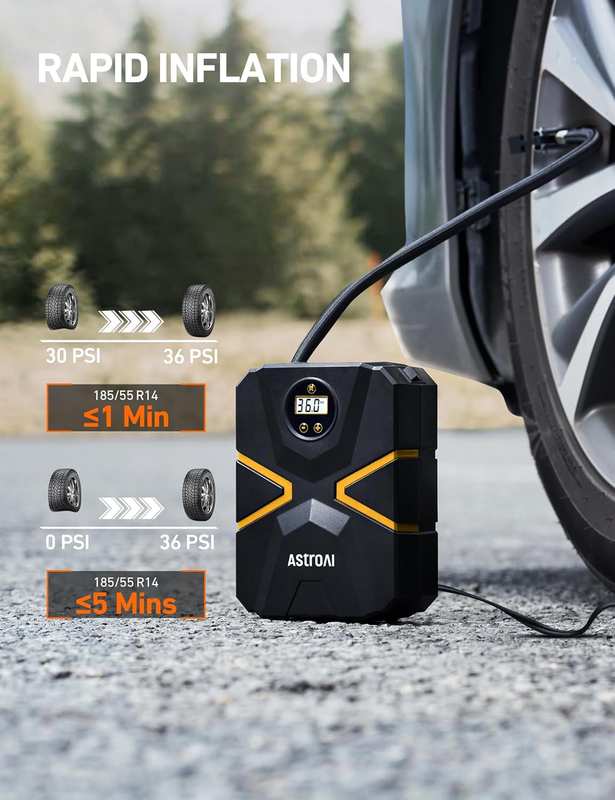 Tire Inflator Air Compressor 12V DC, Digital Car Tire Pump 150 PSI, Preset Tire