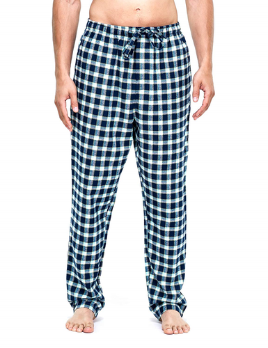 Mens Flannel Pants - 2pk [Black/Blue/White - Black/Purple/White Plaid Set] - XL