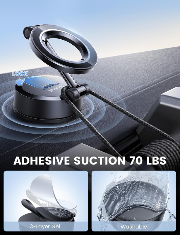 for Magsafe Car Mount [70LBS Powerful Suction] Magnetic Phone Holder for Car, 36