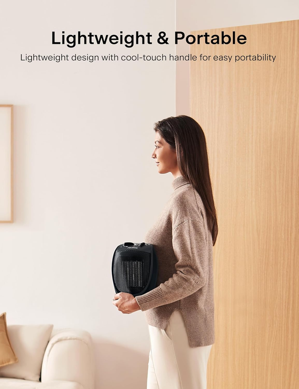 Portable Electric Space Heater, 1500W Ceramic Heaters for Home, Office, Personal