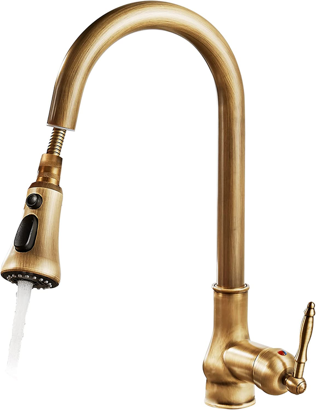 Vintage Brass Antique Bronze Kitchen Faucet Single Hole Copper Mixer Taps
