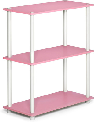 Turn-N-Tube 3-Tier Compact Multipurpose Shelf Display Rack, Pink/White