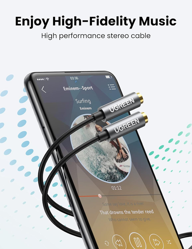 Headphone Splitter 3.5mm Audio Stereo Y Headset Splitter 3.5mm Male to 2 Ports F