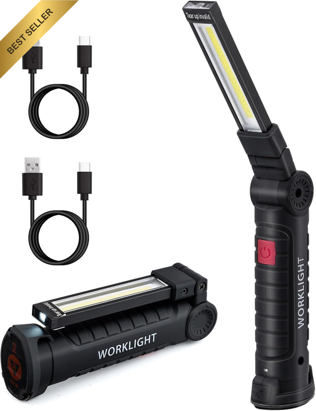 Rechargeable LED Work Light [2 Pack] -5 Modes 360° Rotatable Magnetic Torch with