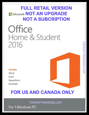 MICROSOFT OFFICE HOME AND STUDENT 2016 NOT 2013 WINDOWS FULL VERSION