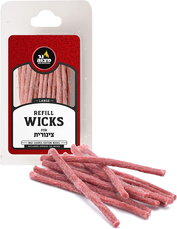 Cotton Refill Wicks for Large Tzinores Holders - 50 Pack – Stand up Wicks for Oi