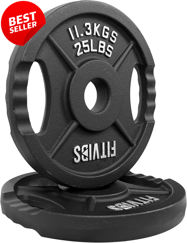 2-Inch Olympic Two Grip Cast Iron Weight Plates 25LB Pair Gym - US