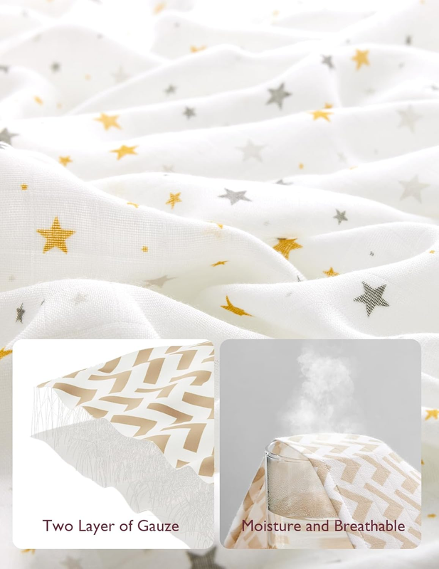 Muslin Swaddle Blankets, 4 Pack Ultra Soft Neutral Swaddle Blanket, Breathable L