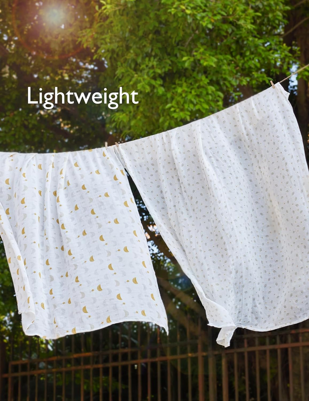 Muslin Swaddle Blankets, 4 Pack Ultra Soft Neutral Swaddle Blanket, Breathable L