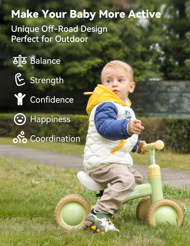 Baby Balance Bike for 1 Year Old Boys Girls with Adjustable Seat & Handlebar, To