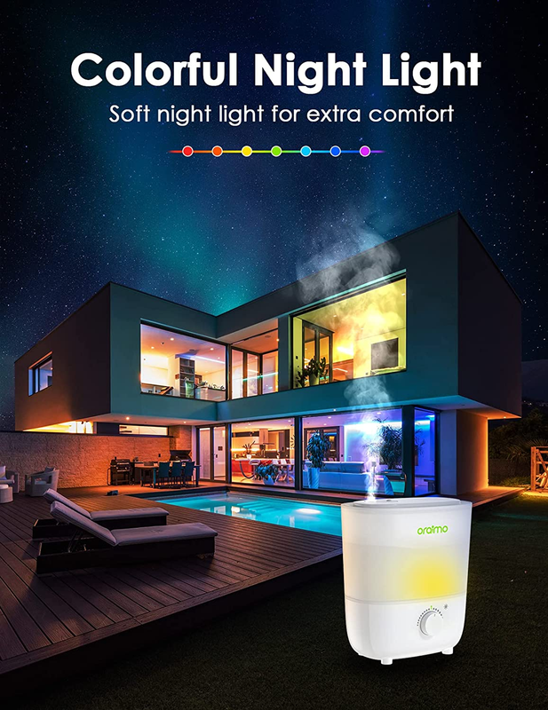 Humidifiers for Bedroom, 2.5L Humidifiers for Baby with 7-Color Night Light, BPA