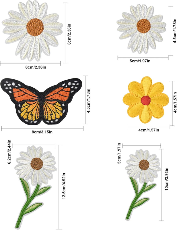 39 Pcs Flowers Butterfly Sew Iron On Applique Badge Decorative Fabric Patches St