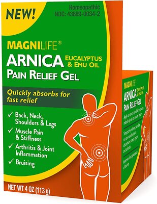 MagniLife Arnica Pain Relief Gel Fast Acting Neck and Back Pain Relief with E...
