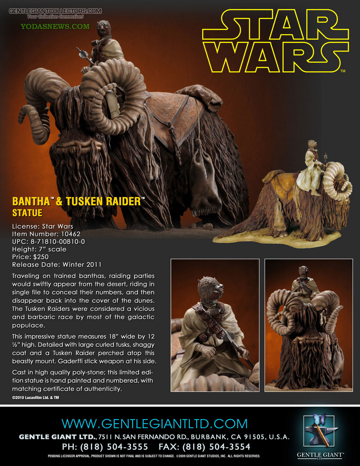 GENTLE GIANT STAR WARS A NEW HOPE TUSKEN RAIDER ON BANTHA