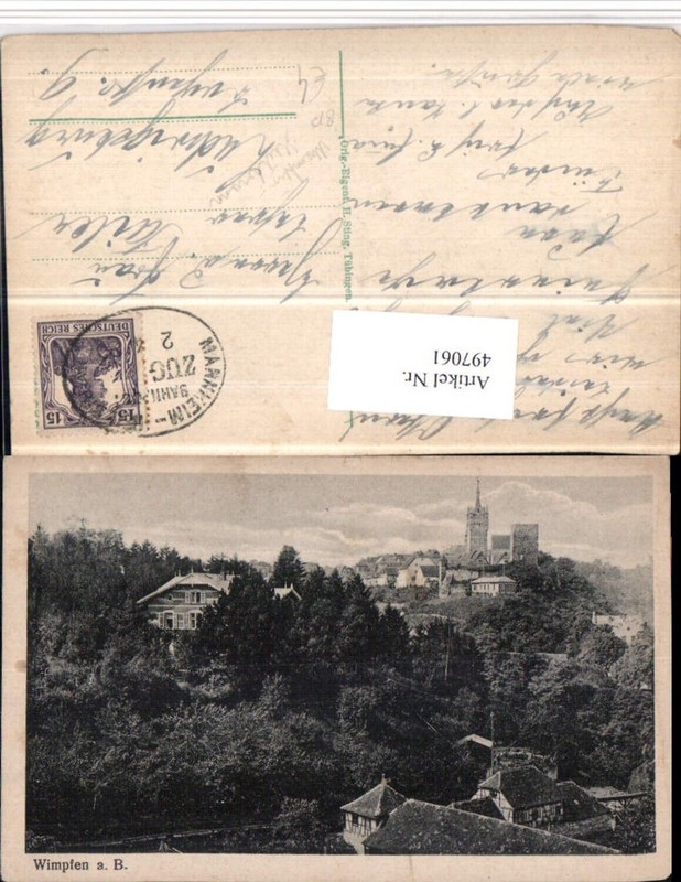 497061,Wimpfen Am Berg Teilansicht Bahnpost Mannheim â Heilbronn