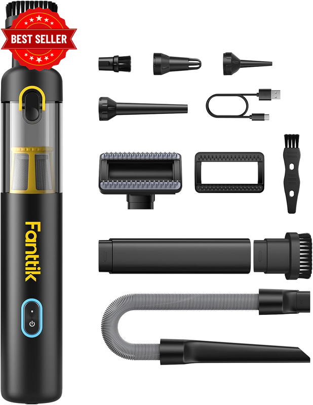 Slim V8 Apex Car Vacuum, 4-In-1 Portable Mini Cordless Vacuum with 19000Pa Sucti