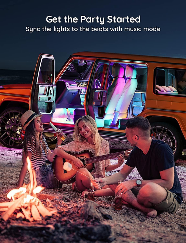 RGBIC Car LED Strip Lights, Smart Interior Car Lights with 4 Music Modes, 30 Sce