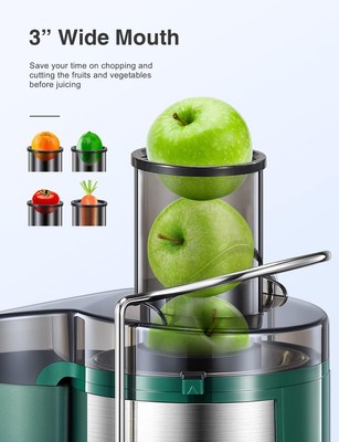 Qcen Juicer Machine, 500W Centrifugal Juicer Extractor KS-501 - Green