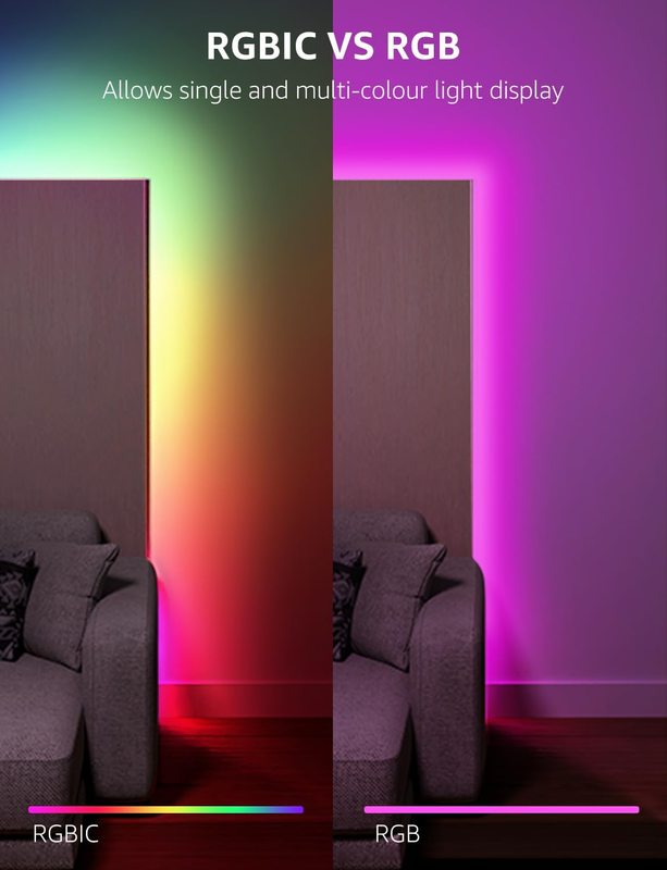 S1 AI LED Lights, WiFi RGBIC Led Lights Strip for Bedroom, Work with Alexa & Goo