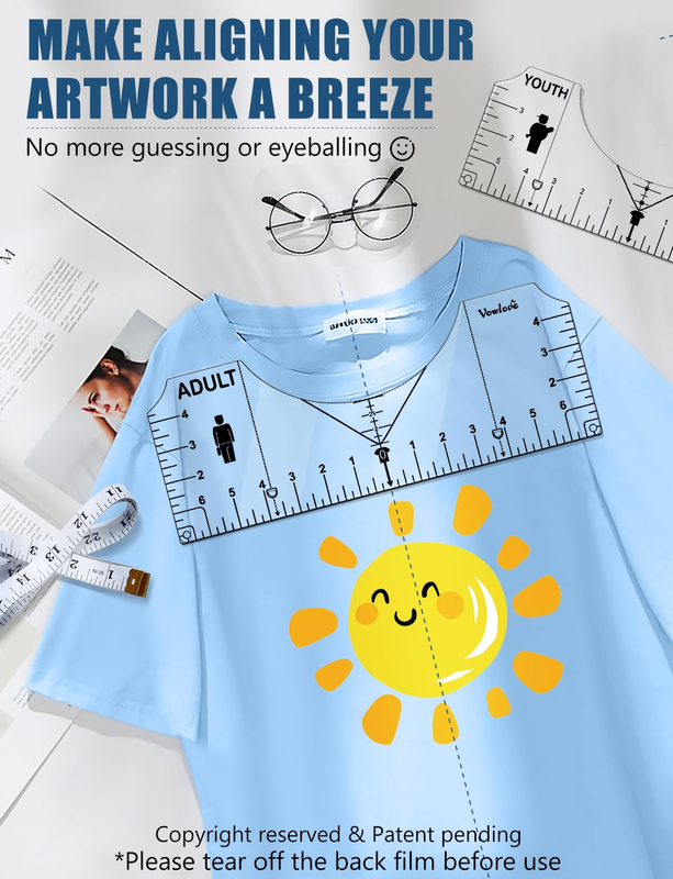 Tshirt Ruler Guide for Cricut Heat Press, Shirt Measurement Tool Vinyl Alignment