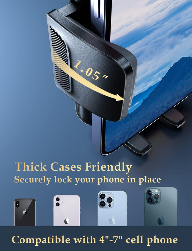 Phone Holder for Car Vent: [Never Blocking] Air Vent Cell Phones Mount for iPhon
