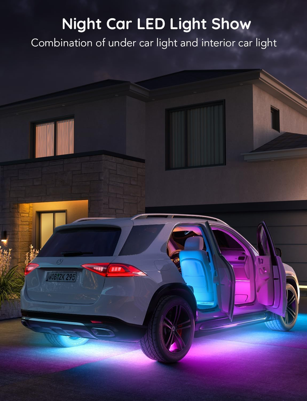 RGBIC Car LED Strip Lights, Smart Interior Car Lights with 4 Music Modes, 30 Sce