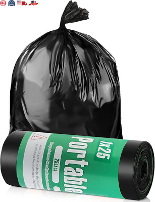 25 Portable Toilet Bags, 8 Gallon Biodegradable Camping Toilet Bags for Portable