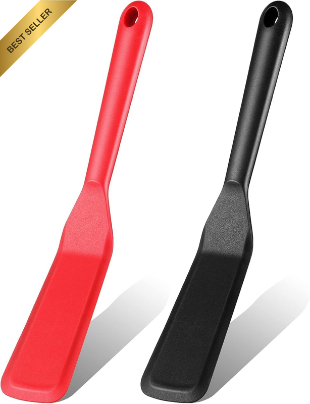 2 Pieces Silicone Narrow Skinny Spatula Crepe Flipper Long Heat Resistant Cookin