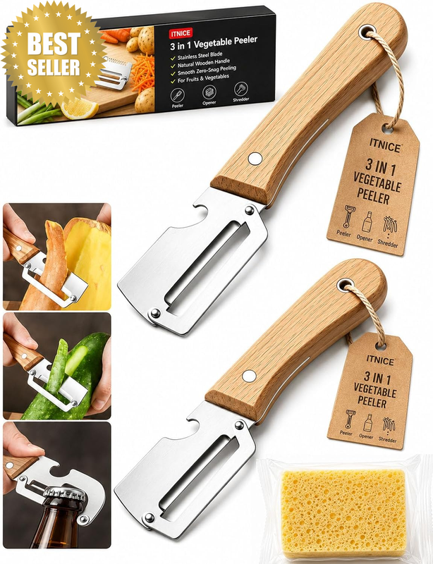 Multifunctional Vegetable Peeler Slicer Stainless Steel Knife with Bottle Opener