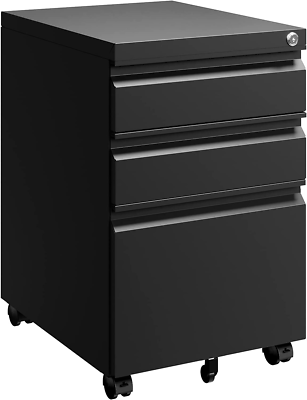 3 Drawer Mobile File Cabinet with Lock under Desk Metal Filing