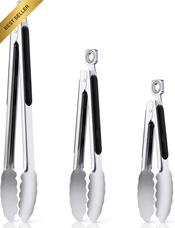 Kitchen Tongs for Cooking - 7 Inch & 9 Inch & 12 Inch Heat Resistant Stainless S
