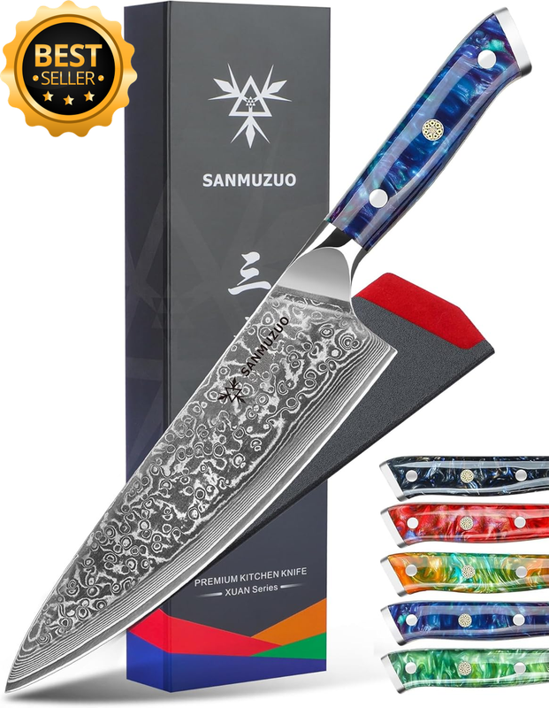 Chef Knife - 8 Inch - Xuan Series - VG10 Damascus Steel Kitchen Knife - Resin Ha